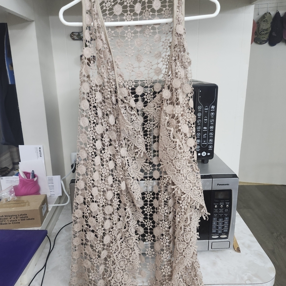 Altar'd State Beige Crochet Lace Blouse